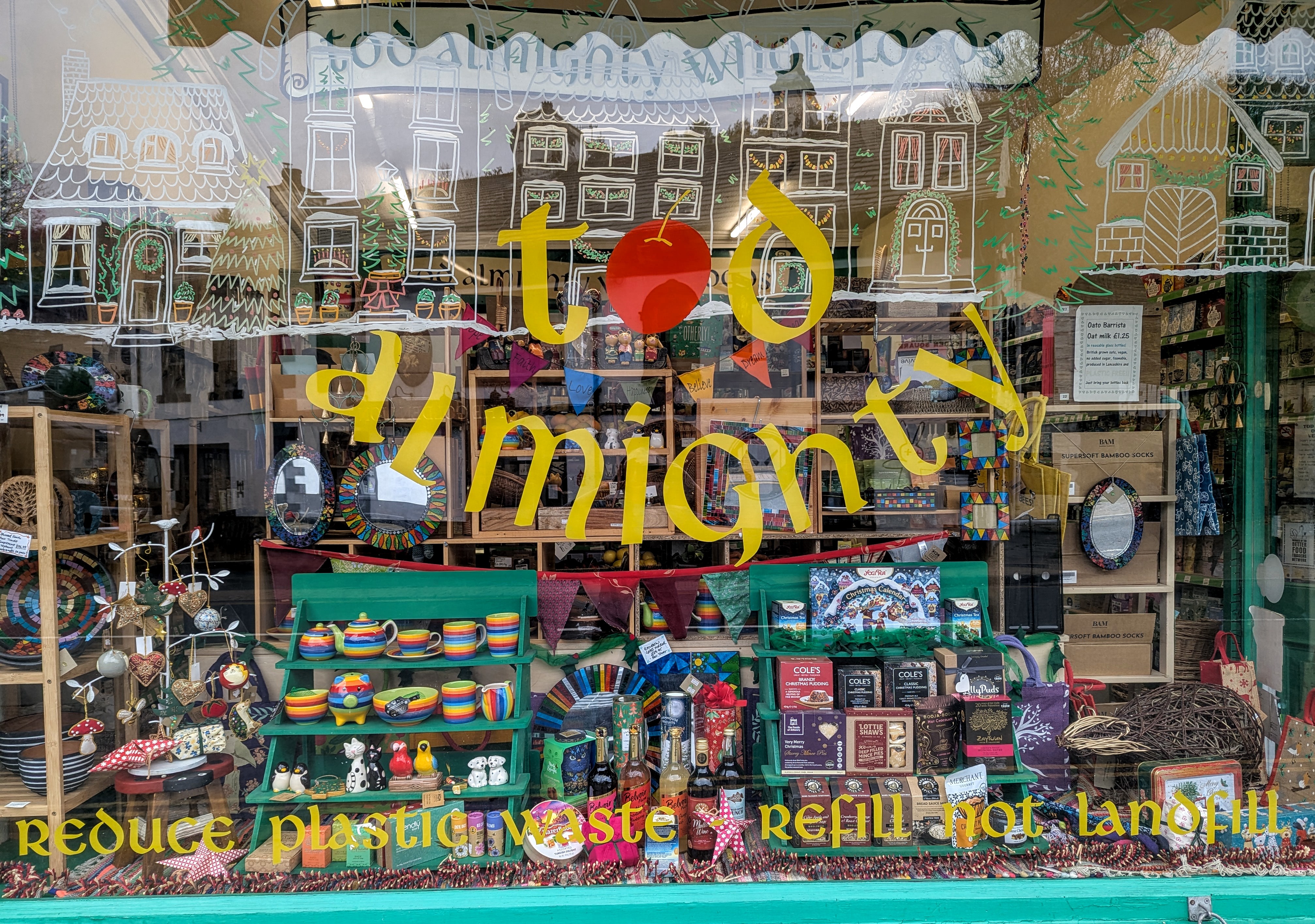 Our fabulous wholefoods (refills, vegan and organic) store at 22 Rochdale Road, Todmorden, West Yorkshire, UK