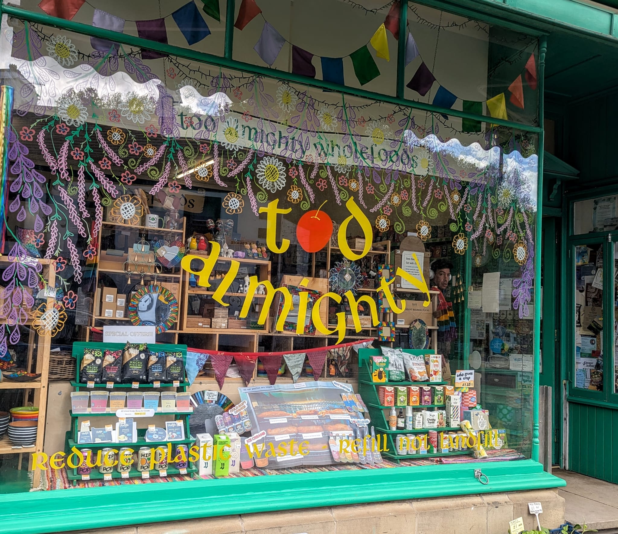 Our fabulous wholefoods (refills, vegan and organic) store at 22 Rochdale Road, Todmorden, West Yorkshire, UK